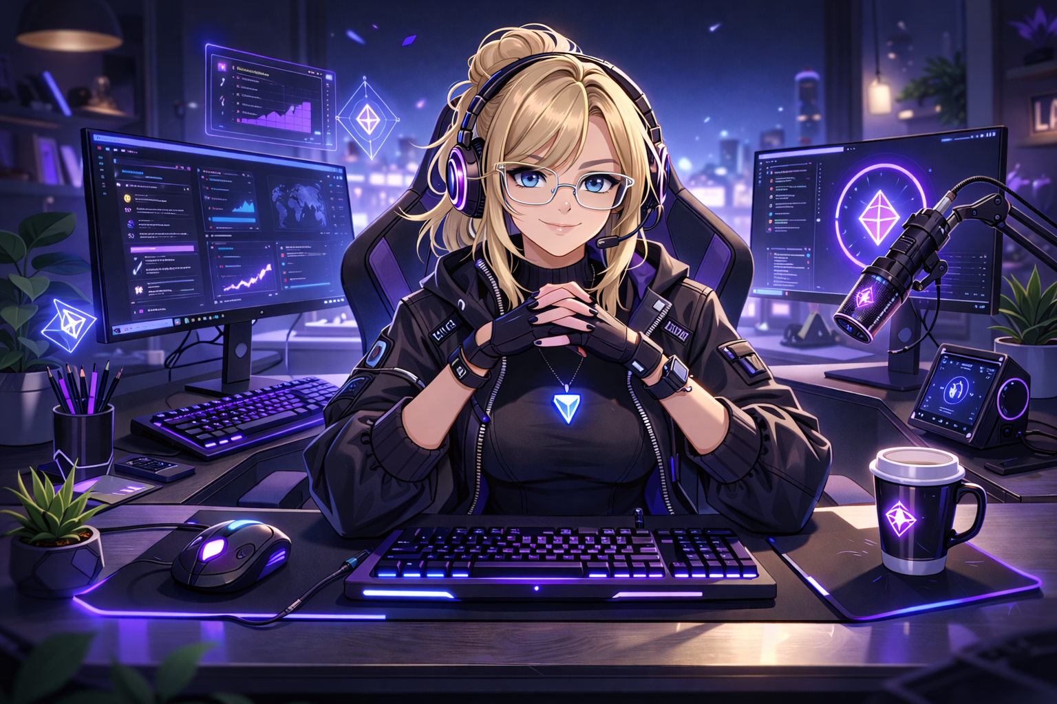 Bell at her workstation